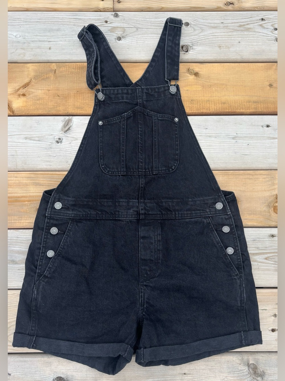 Black Denim Short Overalls-Old Navy -Size Medium